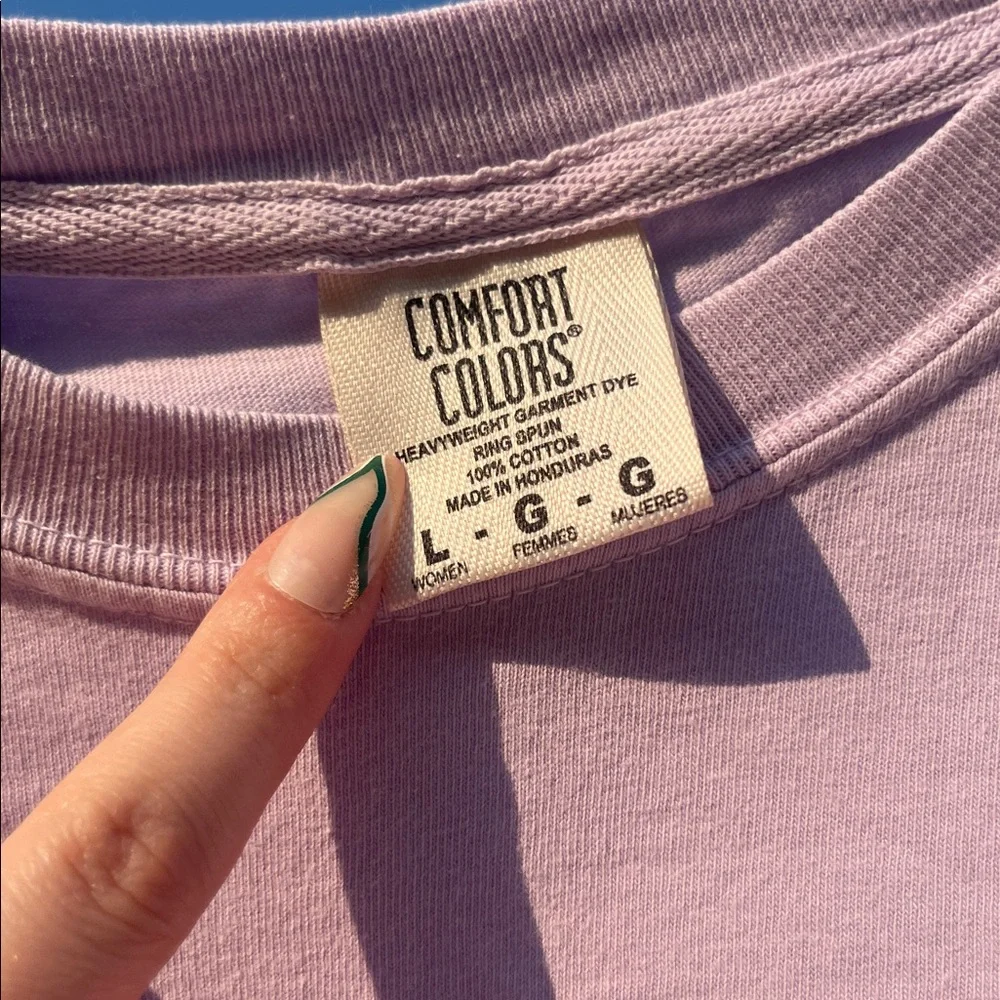 COMFORT COLORS Lilac/Pastel Pink 'Brunch Club' Heavyweight Cotton Cropped Tee Lg